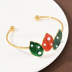 304 Stainless Steel Enamel Cuff Bangles for Women&nbsp;BJEW-A049-02A-G