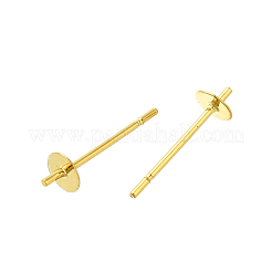 304ステンレススチールスタッドピアス金具  片穴パーツ用  18KGP本金メッキ  14x4mm  ピン：12x0.8mm&nbsp;STAS-P370-01B-G