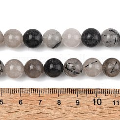Natural Tourmalinated Quartz/Black Rutilated Quartz Beads Strands&nbsp;G-D361-01A-10mm