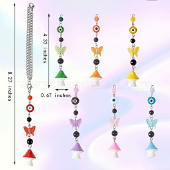 7Pcs Chakra Theme Evil Eye Butterfly Mushroom Pendant Decoration&nbsp;HJEW-SW00009