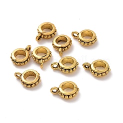 チベットスタイルの合金チューブベイル  ループベイル  フラットラウンド  アンティーク黄金  11x8x3.5mm  穴：1.4mm  内径：4.7mm  2222個/ 1000g&nbsp;FIND-H038-41AG