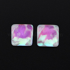 半透明の電気メッキガラスカボション  正方形  ミディアム蘭  13x13x5.5mm&nbsp;EGLA-T026-003