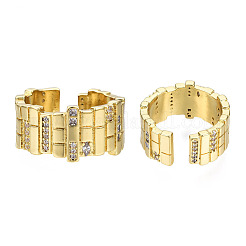 Cubic Zirconia Twist Rectangle Open Cuff Ring&nbsp;RJEW-N037-025