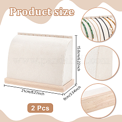 ベルベットと木製のジュエリーネックレスオーガナイザーディスプレイスタンド  フローラルホワイト  21x9x15.8cm&nbsp;ODIS-WH0043-288
