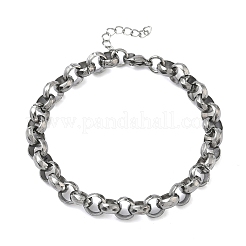女性用304ステンレススチールローロチェーンブレスレット  ステンレス鋼色  6.89インチ（17.5cm）&nbsp;BJEW-A160-05P