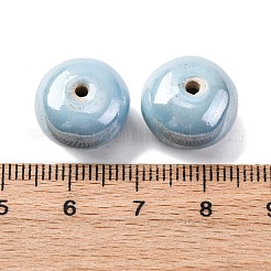 手作り樹脂粘土ビーズ  ロンデル  アクア  14x10.5mm  穴：1.5mm&nbsp;PORC-K005-02B-06
