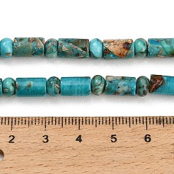 染色合成インペリアルジャスパービーズ連売り  列と紋章  ダークターコイズ  6~9x4~6mm  穴：0.7mm  約60個/連  15.55''（39.5センチメートル）&nbsp;GG-CBAA20A-02A