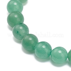 Natural Green Aventurine Round Beaded Stretch Bracelet with Bullet Charms&nbsp;BJEW-JB09018-02