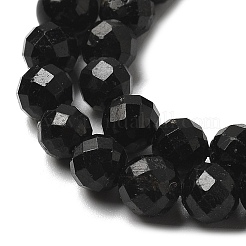 天然石ブラックトルマリンビーズ連売り  ファセット（64ファセット）  ラウンド  5~6mm  穴：0.8mm  約62~67個/連  15.16~15.55インチ（38.5~39.5cm）&nbsp;LS-G-G927-46