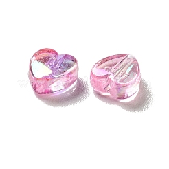 環境にやさしい透明プラスチックビーズ  ab 色付き  ハート  パールピンク  6x6x3mm  穴：1.2mm  約8300個/500g&nbsp;KY-D014-01C
