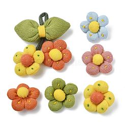6Pcs 6 Styles Flower Cotton Brooches&nbsp;JEWB-CJ0001-72