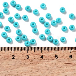 焼付塗装ガラスシードビーズ  ラウンド  ダークターコイズ  4x3mm  穴：1.2mm  約7650個/ポンド&nbsp;SEED-H002-I-A507
