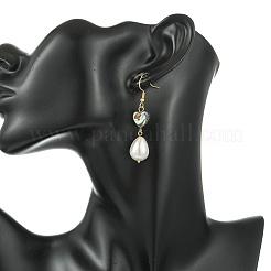 Natural Abalone Shell and Shell Pearl Dangle Earrings&nbsp;EJEW-JE07432-01