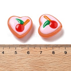 焼き絵の具、ガラス、エナメル、ビーズ  フルーツ入りハート  ミックスカラー  19.5x20.5x10mm  穴：1.2mm&nbsp;LAMP-V001-06