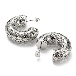 C-Shaped with Coin Pattern Stud Earrings&nbsp;EJEW-G355-06P
