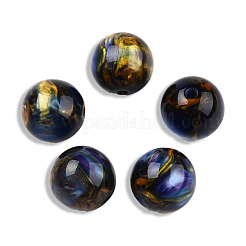 樹脂ビーズ  天然石風  ラウンド  ミディアムブルー  13.5x13mm  穴：2~2.3mm&nbsp;RESI-N034-17-M17