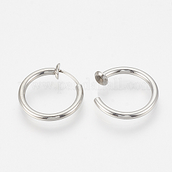 Tarnish Resistant 201 Stainless Steel Retractable Clip-on Hoop Earrings&nbsp;X-STAS-S100-06
