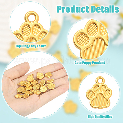 ラックメッキ合金チャーム20個  カドミウムフリーと鉛フリー＆ニッケルフリー  犬の足跡チャーム  マットゴールドカラー  14.5x11.5x2mm  穴：1.8mm  20個/セット&nbsp;FIND-YW0008-09