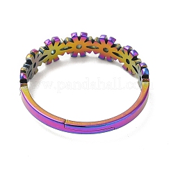 イオンプレーティング(IP) 304 ステンレススチール製フラワー調節可能リング 女性用  虹色  usサイズ6（16.5mm）&nbsp;RJEW-M149-37RC
