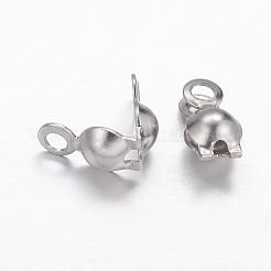 変色しにくい304ステンレススチールボールチープ  カロット終了  クラムシェルノットカバー  ステンレス鋼色  8.5x4mm  穴：1.5mm&nbsp;STAS-E129-05P