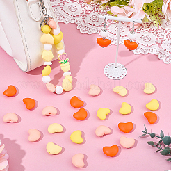48Pcs 4 Colors Heart Silicone Focal Beads&nbsp;SIL-SC0003-23