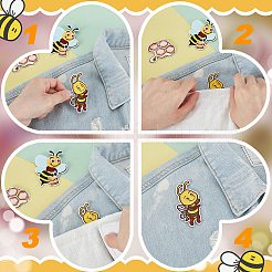 43個のコンピューター化された刺繡布アイロンオン/パッチ縫い  マスクと衣装のアクセサリー  アップリケ  ミツバチ  ミックスカラー  20~74x20~59x1.2~2mm&nbsp;DIY-GA0008-36