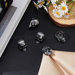 バックパックの服用の合金製ラペルピンバック5個  スカル  アンティークシルバー  25.5x17.5mm&nbsp;JEWB-DC0001-40