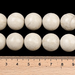 天然石ペトリファイドウッドビーズ連売り  ラウンド  フローラルホワイト  16~16.5mm  穴：1.6mm  約24~25個/連  15.35~15.94インチ（39~40.5cm）&nbsp;G-L648-A03-16mm-01