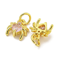Rack Plating Brass Micro Pave Cubic Zirconia Spider Charms&nbsp;ZIRC-I065-02B