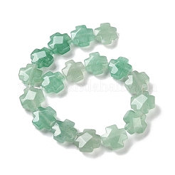 天然石グリーンアベンチュリンビーズ連売り  多面カット  クロス  12~13x12~12.5x5~6mm  穴：1.4mm  約17個/連  8.27インチ（21cm）&nbsp;G-K357-C11-01