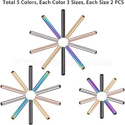 304ステンレスチューブビーズ  ミックスカラー  15~25x3mm  穴：2mm  30個/箱&nbsp;STAS-UN0004-03