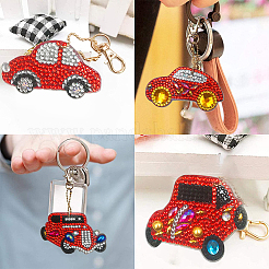 DIY車のダイヤモンド塗装キーホルダーキット  ダイヤモンドペインティングバッグ付き  ラインストーン  ペン  トレープレートと接着剤クレイ  ミックスカラー  5.4x6.7x0.15cm&nbsp;DIY-WH0182-16