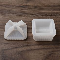 DIY シリコン キャンドル ホルダー金型  キャンドル作り用  台形  ホワイト  8.3x8.3x4.2cm  内径：5.9x5.9のCM&nbsp;SIMO-C014-04B