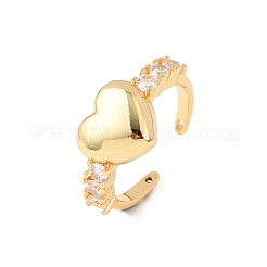 Adjustable Brass Micro Pave Cubic Zirconia Cuff Rings for Women&nbsp;RJEW-B139-02G