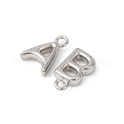 304ステンレススチールチャーム26個  a～zの文字  ステンレス鋼色  9~9.5x2~8.5x2mm  穴：1.2mm&nbsp;STAS-D129-01P