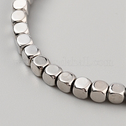 CCB プラスチック キューブ ビーズ ストレッチ ブレスレット  プラチナ  内径：2-1/8インチ（5.47cm）&nbsp;BJEW-WH0023-04-P