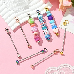 8 個 4 色の鉄の棒ビーズキーホルダージュエリーメイキング diy 工芸品  ミックスカラー  7.8cm  2個/カラー&nbsp;FIND-YW0005-17