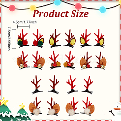 10 Pairs 10 Style Christmas Theme Antler Cloth & Iron Alligator Hair Clips&nbsp;MRMJ-AN0001-02