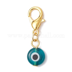 10Pcs Flat Round Handmade Evil Eye Lampwork Pendant Decorations&nbsp;HJEW-JM03489-02