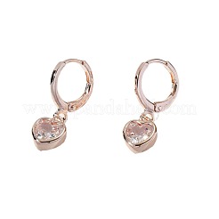 Heart Brass Clear Cubic Zirconia Hoop Earrings&nbsp;FS-WGFA497-01