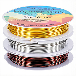 3 Rolls 3 Colors Round Copper Jewelry Wire&nbsp;CWIR-BBC0001-11
