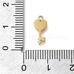 304ステンレススチールチャーム  ハートキーチャーム  レーザー切断  18KGP本金メッキ  12.5x5.5x1mm  穴：1.2mm&nbsp;STAS-U041-07G