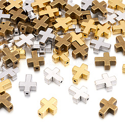 チベット風合金ビーズ100色4個  カドミウムフリー＆鉛フリー  クロス  ミックスカラー  15x12x5mm  穴：2mm  25個/カラー&nbsp;TIBEB-CD0001-05