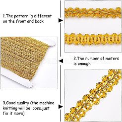 メタリックポリエステルリボン  ガーメントアクセサリー  花柄  ゴールド  1/4インチ（8mm）&nbsp;OCOR-WH0067-04A