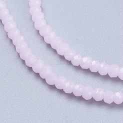 ジェイド風ガラスビーズ連売り  多面カット  ロンデル  ピンク  3x2mm  穴：0.8mm  約135~140個/連  11.81~13.38インチ（30~34cm）&nbsp;GLAA-F078-C01