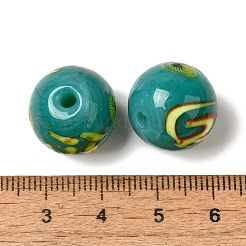 手作りランプワークビーズ  ラウンド  ダークシアン  15.5~16mm  穴：1.6~2.3mm&nbsp;LAMP-C016-04E-15