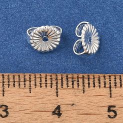 真鍮イヤリングナット  鉛フリー＆カドミウムフリー  花  925銀メッキ  6x3.5mm  穴：1mm&nbsp;KK-K383-25B-S