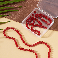 2連売り天然マレーシアジェイドビーズ連売り  染め＆加熱  ラウンド  レッド  6~6.5mm  穴：1mm  約60~62個/連  14.96インチ（38cm）&nbsp;G-TA0003-35A-01
