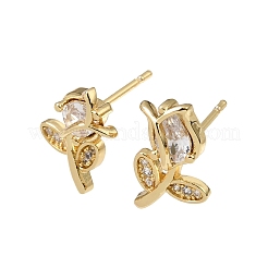 Brass Micro Pave Cubic Zirconia Stud Earrings&nbsp;LS-KK-CBA8324-19G-01