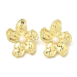 Flower Brass Stud Earrings&nbsp;EJEW-F358-03A-G